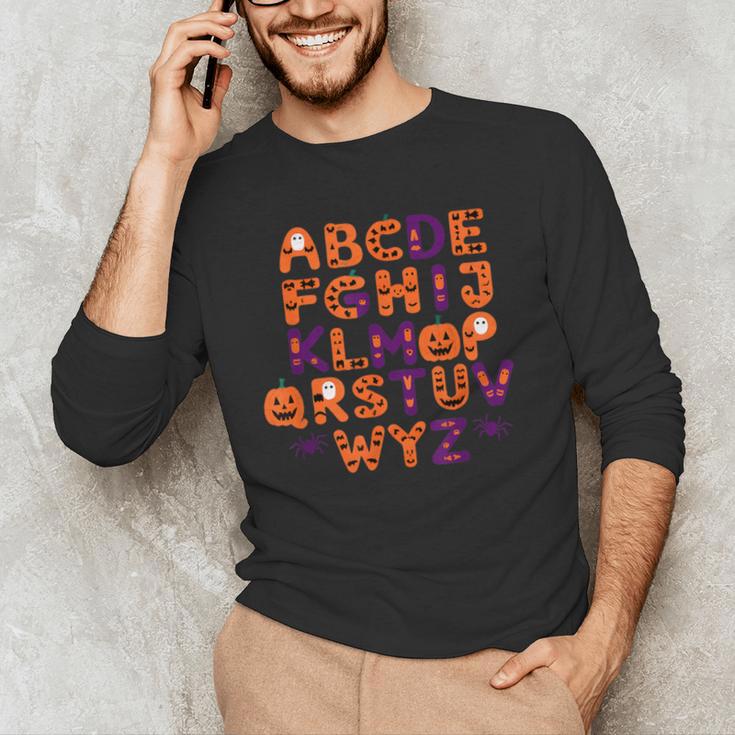 ABCs Learning Kindergarten Teacher Halloween Alphabet Men's Long Sleeve T-Shirt, novelty gifts, funny gifts ABCs Learning Kindergarten Teacher Halloween Alphabet Men's Long Sleeve T-Shirt, novelty gifts, funny gifts