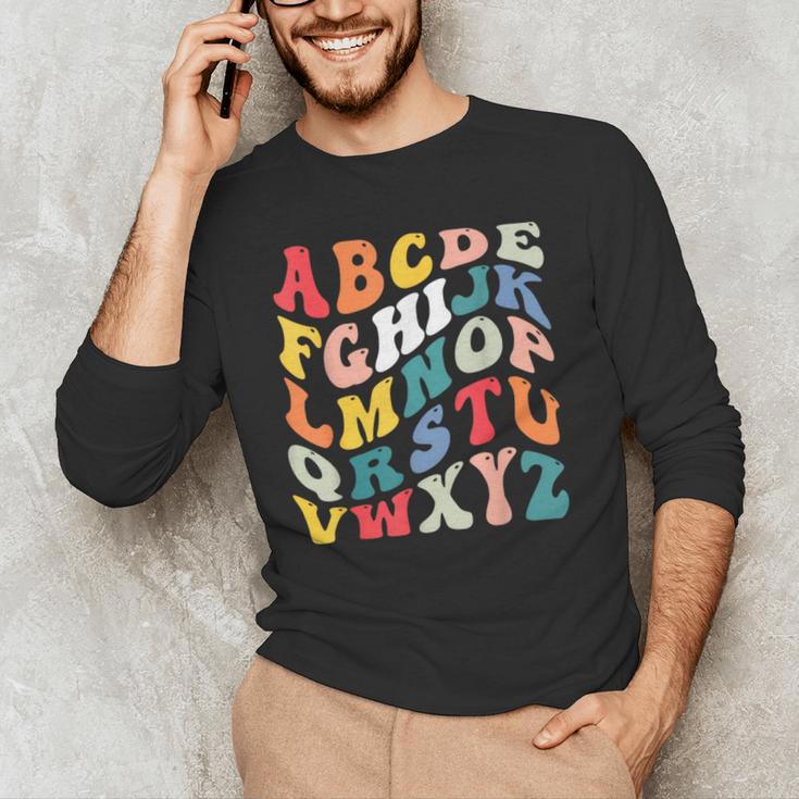Alphabet Hi Back To School ABC Pre K Kindergarten Teacher Men's Long Sleeve T-Shirt, novelty gifts, funny gifts