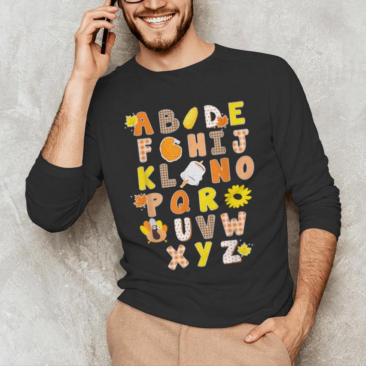 Alphabet Turkey Thanksgiving Costume Preschool Teacher Men Women Men's Long Sleeve T-Shirt, novelty gifts, funny gifts