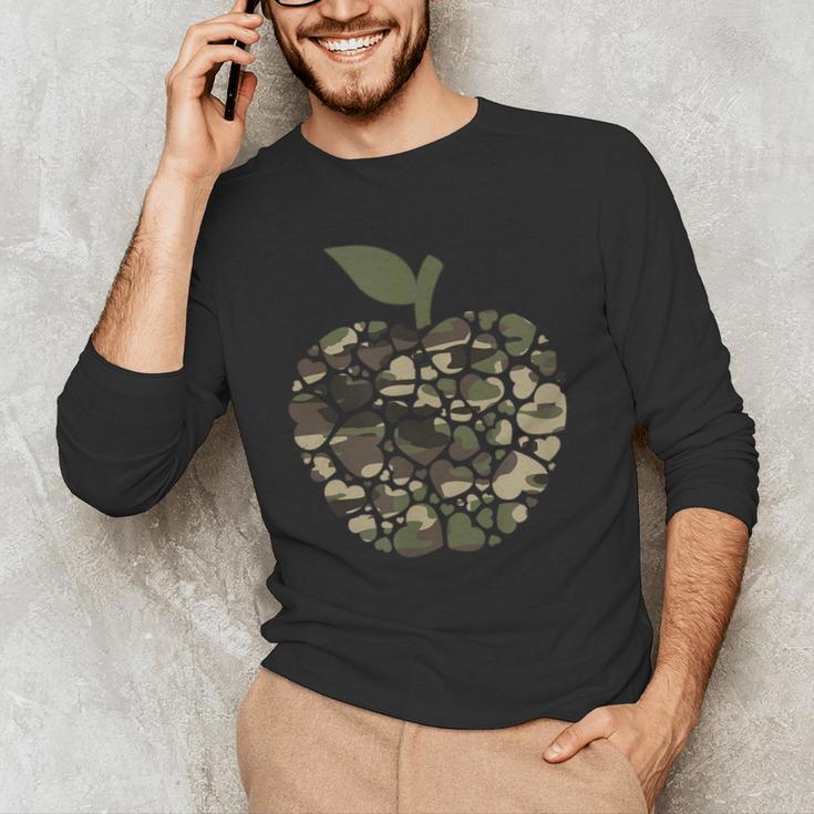Apple Hearts Teacher Camouflage Clothing School Camo Apple For Men Women Girls Kids Men's Long Sleeve T-Shirt, novelty gifts, funny gifts Apple Hearts Teacher Camouflage Clothing School Camo Apple For Men Women Girls Kids Men's Long Sleeve T-Shirt, novelty gifts, funny gifts
