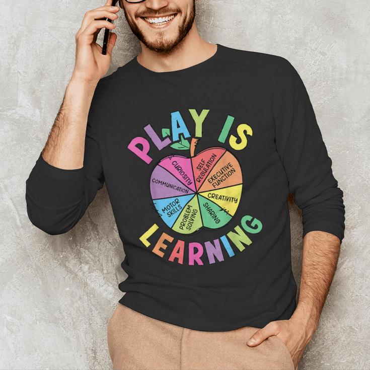 Apple Retro Play Is Learning Kindergarten Teacher Daycare Men's Long Sleeve T-Shirt, novelty gifts, funny gifts Apple Retro Play Is Learning Kindergarten Teacher Daycare Men's Long Sleeve T-Shirt, novelty gifts, funny gifts