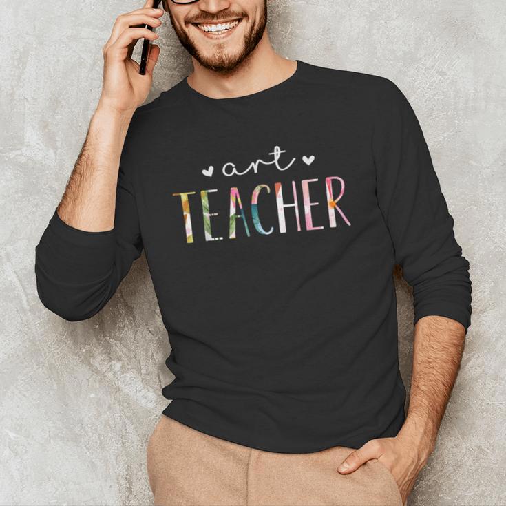 Art Teacher Cute Floral Men's Long Sleeve T-Shirt, novelty gifts, funny gifts