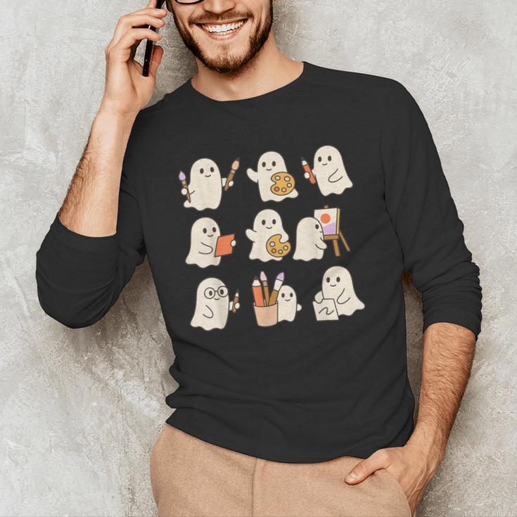 Art Teacher Ghost Halloween Artists Painter Teacher Spooky Men's Long Sleeve T-Shirt, novelty gifts, funny gifts Art Teacher Ghost Halloween Artists Painter Teacher Spooky Men's Long Sleeve T-Shirt, novelty gifts, funny gifts