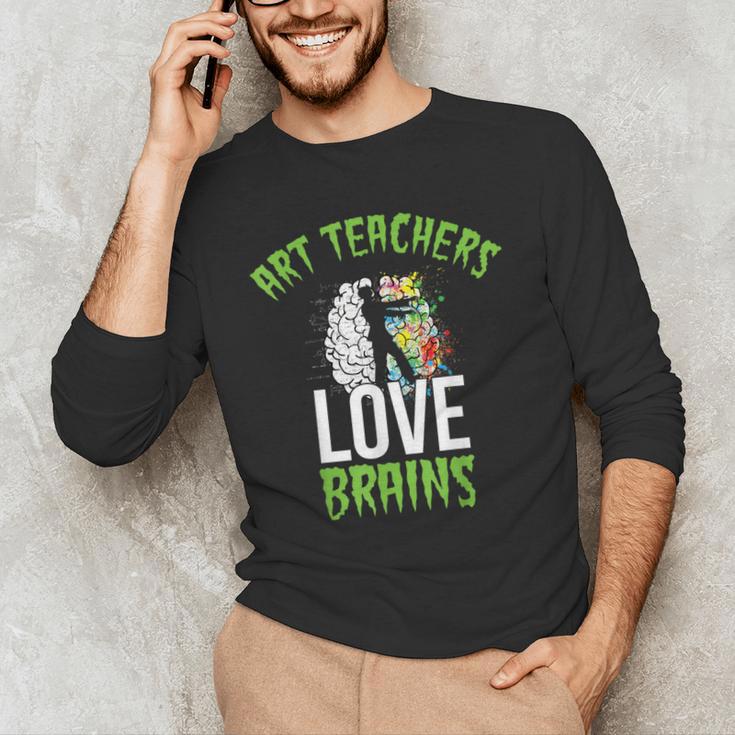 Art Teachers Love Brains Shirt Halloween Zombie Teaching Tee Men Women Kids Men's Long Sleeve T-Shirt, novelty gifts, funny gifts Art Teachers Love Brains Shirt Halloween Zombie Teaching Tee Men Women Kids Men's Long Sleeve T-Shirt, novelty gifts, funny gifts