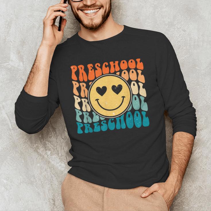 Back To School Groovy Smile Preschool Teachers Students Kids Men's Long Sleeve T-Shirt, novelty gifts, funny gifts Back To School Groovy Smile Preschool Teachers Students Kids Men's Long Sleeve T-Shirt, novelty gifts, funny gifts