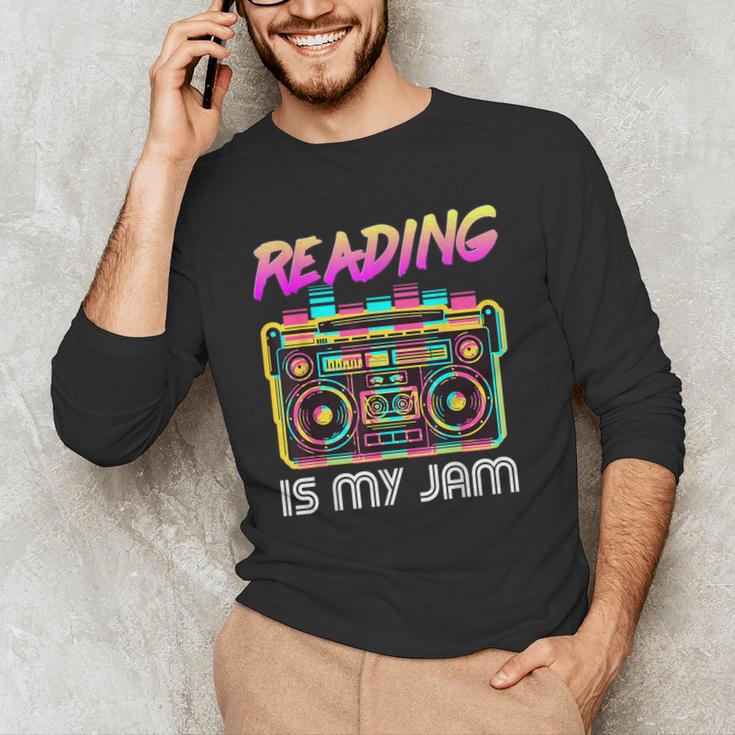 Back To School Retro Reading Is My Jam 80s Teacher Boombox Men's Long Sleeve T-Shirt, novelty gifts, funny gifts Back To School Retro Reading Is My Jam 80s Teacher Boombox Men's Long Sleeve T-Shirt, novelty gifts, funny gifts