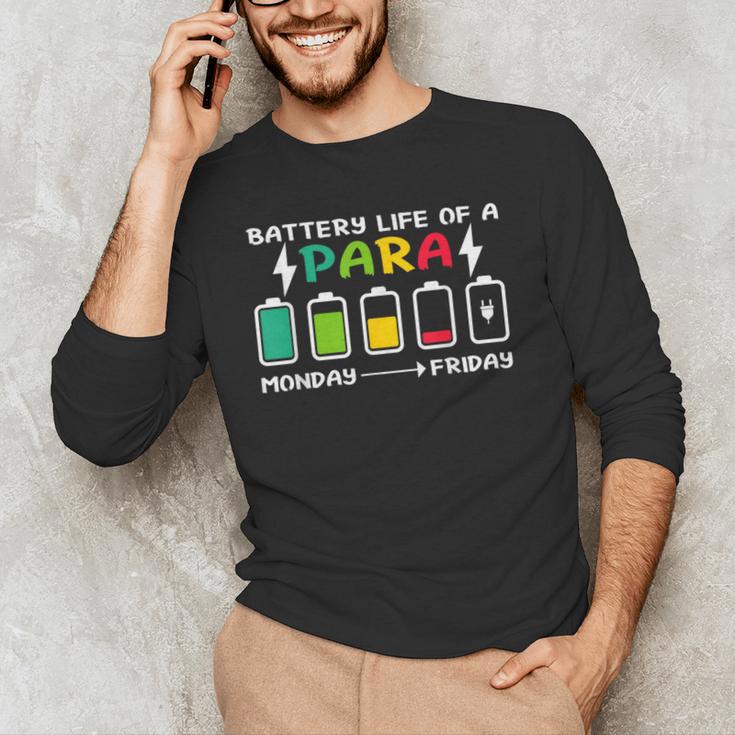 Battery Life Of a Paraprofessional Para Teacher Life Men's Long Sleeve T-Shirt, novelty gifts, funny gifts Battery Life Of a Paraprofessional Para Teacher Life Men's Long Sleeve T-Shirt, novelty gifts, funny gifts