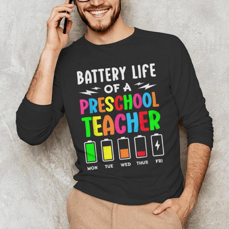 Battery Life Of a Preschool School Teacher School Week Men's Long Sleeve T-Shirt, novelty gifts, funny gifts