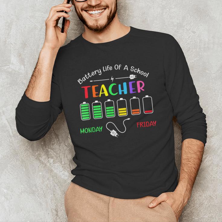 Battery Life Of A School Teacher Monday To Friday For Men Women Men's Long Sleeve T-Shirt, novelty gifts, funny gifts