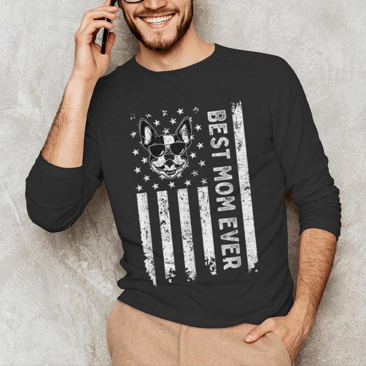 Best Boston Terrier Dog Mom Ever USA Flag For Men Women Kids Men's Long Sleeve T-Shirt, novelty gifts, funny gifts