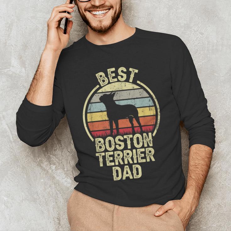 Best Dog Father Dad Vintage Boston Terrier For Men Women Men's Long Sleeve T-Shirt, novelty gifts, funny gifts