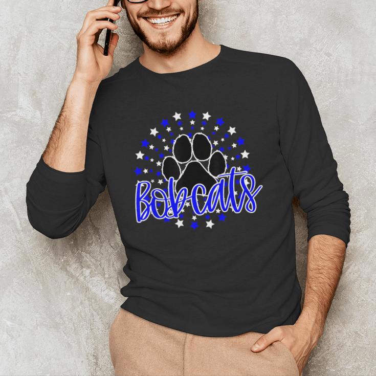 Blue Bobcats School Spirit Coquette Bow Mascot Teacher Men's Long Sleeve T-Shirt, novelty gifts, funny gifts Blue Bobcats School Spirit Coquette Bow Mascot Teacher Men's Long Sleeve T-Shirt, novelty gifts, funny gifts