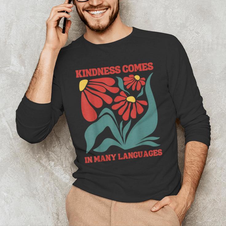 Boho Flower ESL Teacher Kindness Comes In Many Languages Men's Long Sleeve T-Shirt, novelty gifts, funny gifts Boho Flower ESL Teacher Kindness Comes In Many Languages Men's Long Sleeve T-Shirt, novelty gifts, funny gifts
