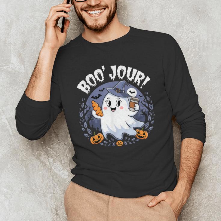 Boo Jour Ghost Halloween French Teacher Cute Coffe Croissant Men's Long Sleeve T-Shirt, novelty gifts, funny gifts Boo Jour Ghost Halloween French Teacher Cute Coffe Croissant Men's Long Sleeve T-Shirt, novelty gifts, funny gifts