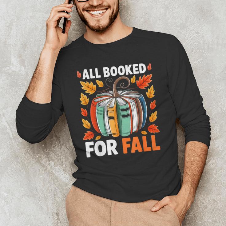 All Booked For Fall Book Pumpkin Autumn Thanksgiving Teacher Men's Long Sleeve T-Shirt, novelty gifts, funny gifts