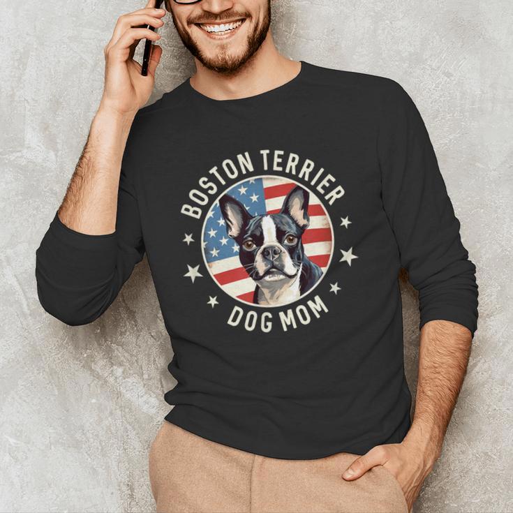 Boston Bull Terrier Women Boston Terrier Dog Mom Men's Long Sleeve T-Shirt, novelty gifts, funny gifts