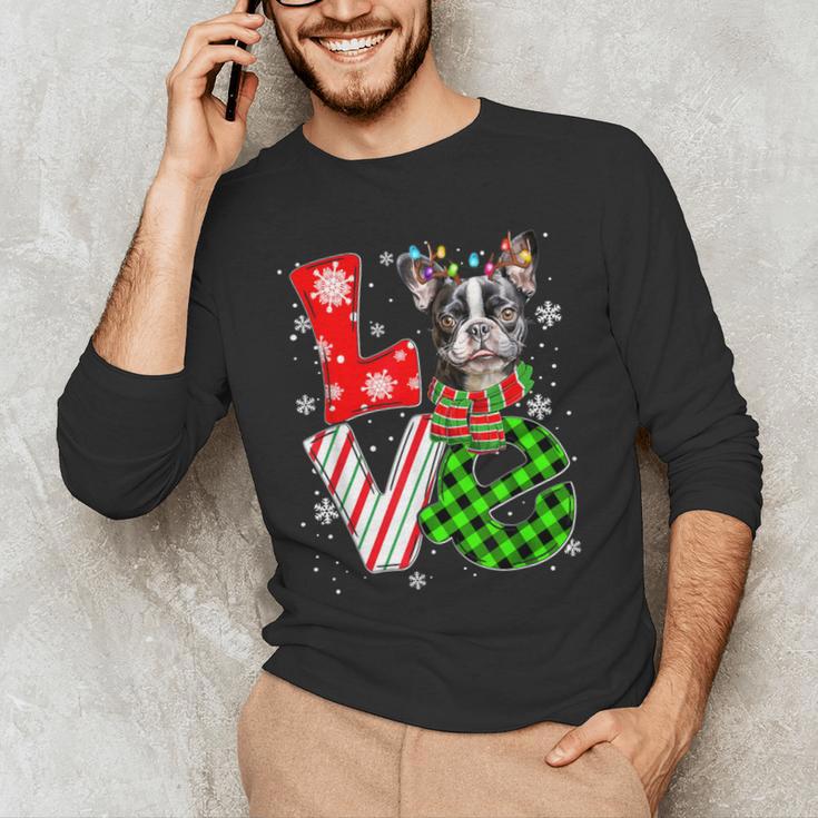 Boston Terrier Christmas Tree Lights Santa Dog Xmas For Men Women Kids Men's Long Sleeve T-Shirt, novelty gifts, funny gifts