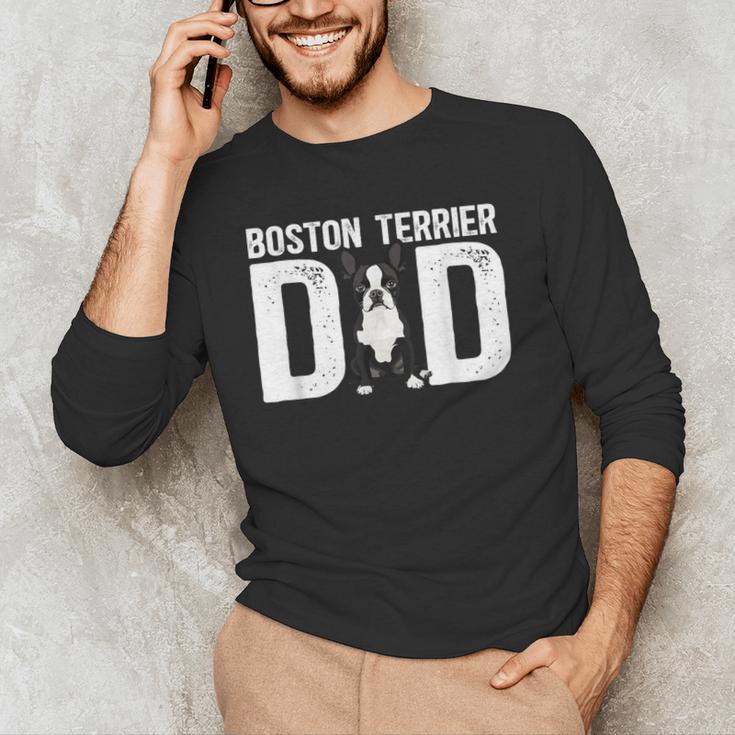 Boston Terrier Dad Of A Bostie Dad Bostie Father Men's Long Sleeve T-Shirt, novelty gifts, funny gifts
