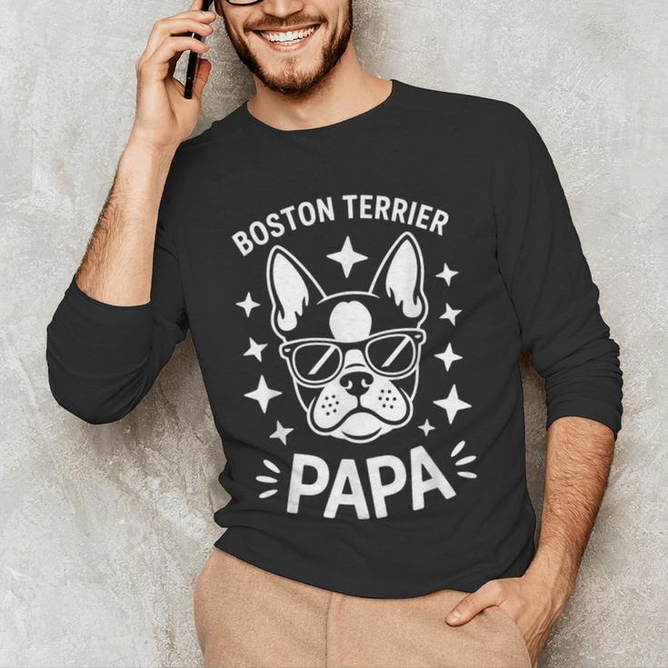 Boston Terrier Dad Boston Terrier Men's Long Sleeve T-Shirt, novelty gifts, funny gifts