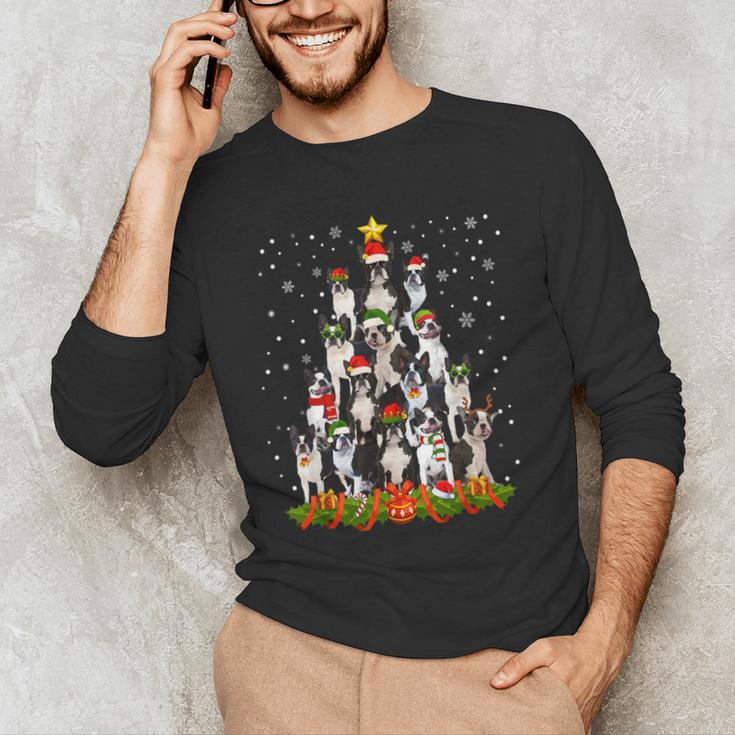 Boston Terrier Dog Christmas Tree Santa Hat Xmas Pajama Men Women Kids Men's Long Sleeve T-Shirt, novelty gifts, funny gifts