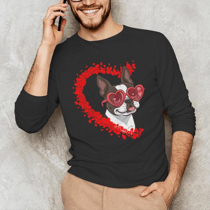 Boston Terrier Dog Mom Dad Valentine’s Day Pet Lover For Men Women Kids Men's Long Sleeve T-Shirt, novelty gifts, funny gifts