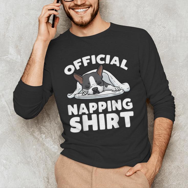 Boston Terrier Dog Official Sleeping Shirt Men Women Kids Men's Long Sleeve T-Shirt, novelty gifts, funny gifts
