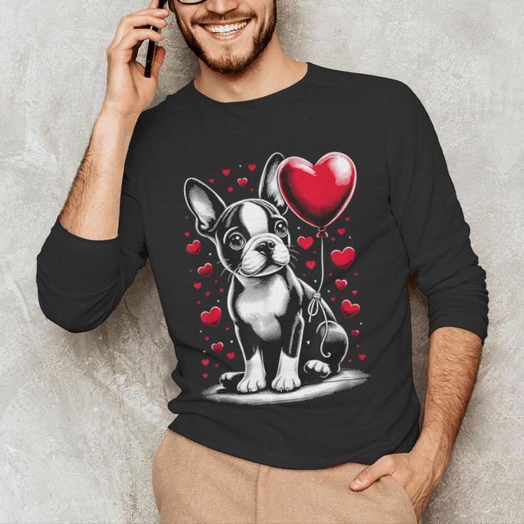Boston Terrier Dog Valentine's Day Dog Owner Men's Long Sleeve T-Shirt, novelty gifts, funny gifts