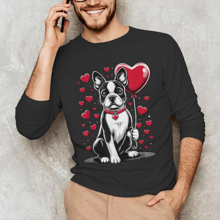 Boston Terrier Dog Valentine's Day Dog Owner Valentine Men's Long Sleeve T-Shirt, novelty gifts, funny gifts
