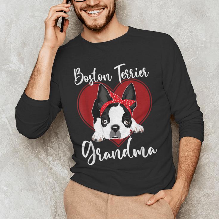 Boston Terrier Grandma Dog Owner Boston Terrier For Men Women Men's Long Sleeve T-Shirt, novelty gifts, funny gifts
