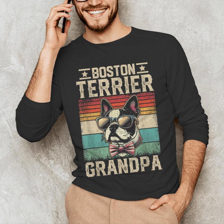 Boston Terrier Grandpa Dog Lover Father's Day Men's Long Sleeve T-Shirt, novelty gifts, funny gifts