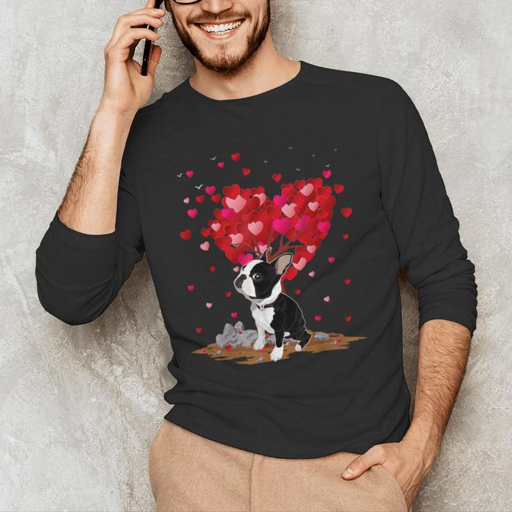 Boston Terrier Lover Heart Shape Boston Terrier Valentine Men's Long Sleeve T-Shirt, novelty gifts, funny gifts