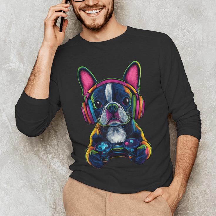 Boston Terrier Lovers Gaming Headphones Boston Terrier Men's Long Sleeve T-Shirt, novelty gifts, funny gifts