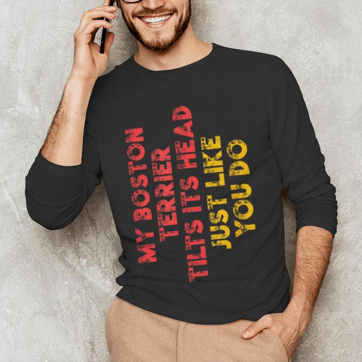 Boston Terrier Mom Dad Dog Lover Owner Women Men Men's Long Sleeve T-Shirt, novelty gifts, funny gifts