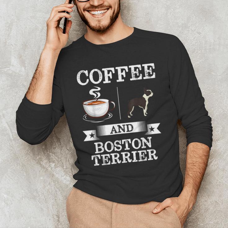 Boston Terrier Shirt Coffee And Boston Terrier Cute Dog For Men Women Girls Kids Men's Long Sleeve T-Shirt, novelty gifts, funny gifts