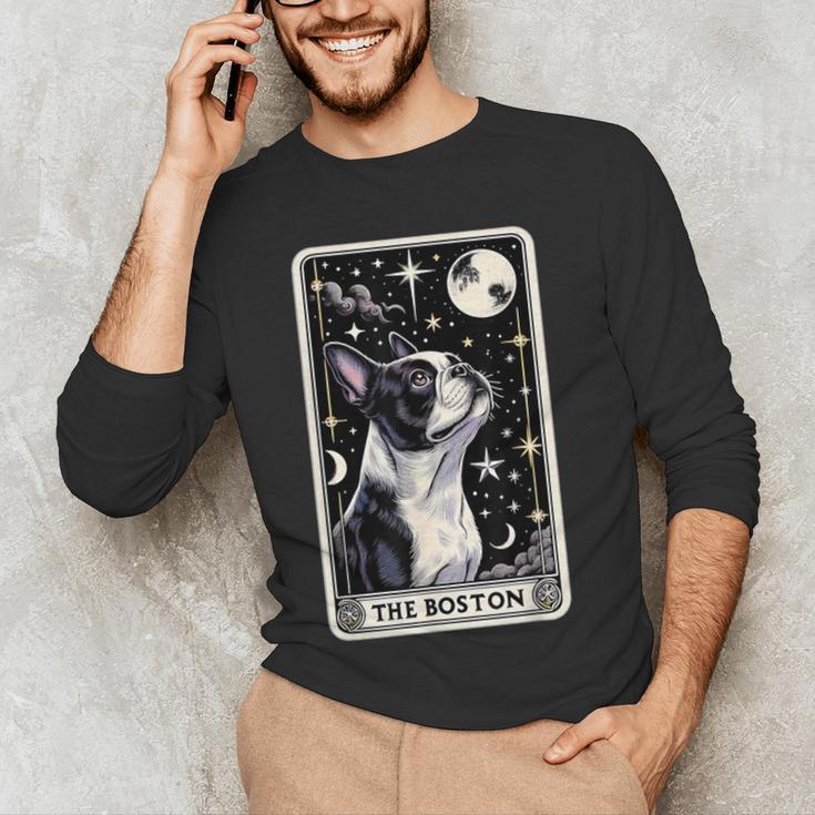 Boston Terrier Tarot Card Star With The Moon Men Women Kids Men's Long Sleeve T-Shirt, novelty gifts, funny gifts