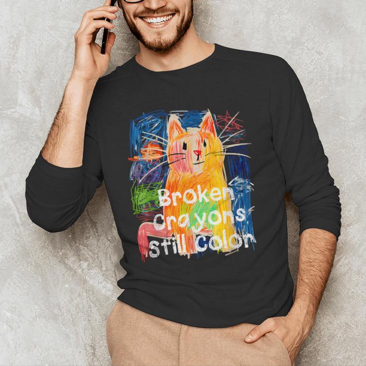 Broken Crayons Still Color Cat Teacher Men's Long Sleeve T-Shirt, novelty gifts, funny gifts Broken Crayons Still Color Cat Teacher Men's Long Sleeve T-Shirt, novelty gifts, funny gifts