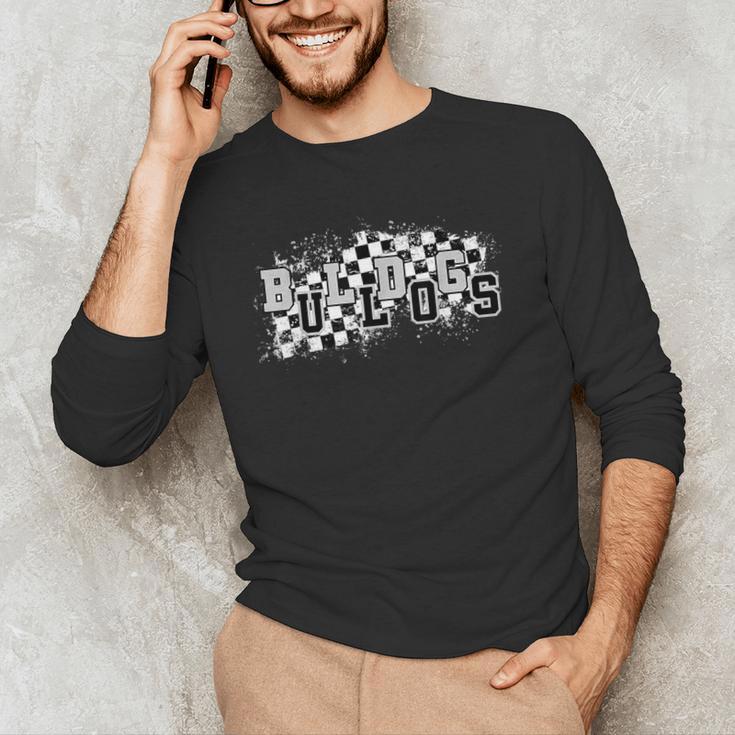 Bulldogs School Spirit Bulldog Pride Checkered Teacher Men's Long Sleeve T-Shirt, novelty gifts, funny gifts Bulldogs School Spirit Bulldog Pride Checkered Teacher Men's Long Sleeve T-Shirt, novelty gifts, funny gifts