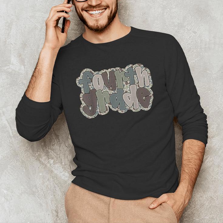 Camo Team 4th Grade Squad Back To School Teacher Kids Boys Men's Long Sleeve T-Shirt, novelty gifts, funny gifts