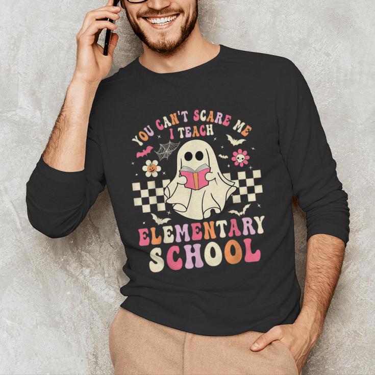 You Can't Scare Me I Teach Elementary School Teacher Spooky Men's Long Sleeve T-Shirt, novelty gifts, funny gifts