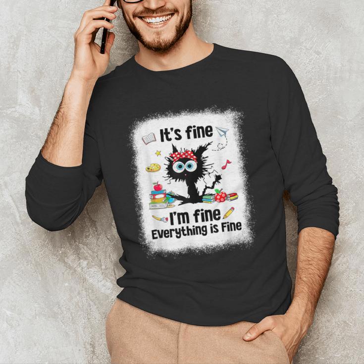 Cat It's Fine I'm Fine Everything Is Fine Teacher Life Men's Long Sleeve T-Shirt, novelty gifts, funny gifts Cat It's Fine I'm Fine Everything Is Fine Teacher Life Men's Long Sleeve T-Shirt, novelty gifts, funny gifts