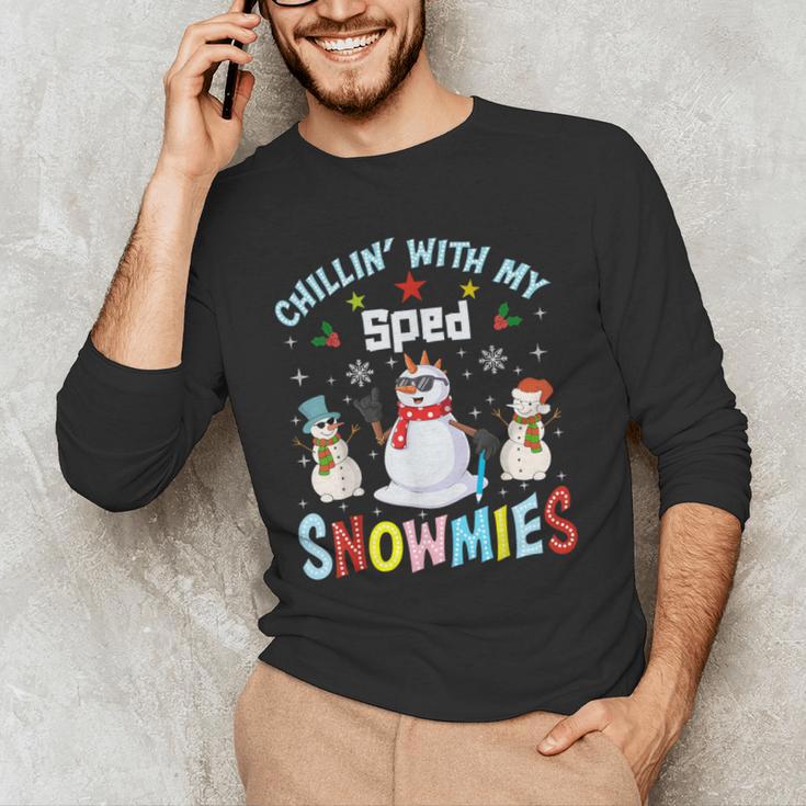 Chillin With My Sped Snowmies Teacher Student Christmas Men's Long Sleeve T-Shirt, novelty gifts, funny gifts Chillin With My Sped Snowmies Teacher Student Christmas Men's Long Sleeve T-Shirt, novelty gifts, funny gifts