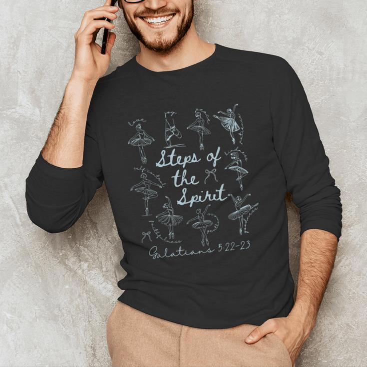 Christian Steps Of Spirit Bible Verse Ballet Dancer Teacher Men's Long Sleeve T-Shirt, novelty gifts, funny gifts