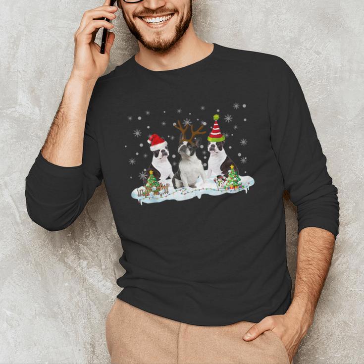 Christmas Boston Terrier Santa Dog Lover Men's Long Sleeve T-Shirt, novelty gifts, funny gifts