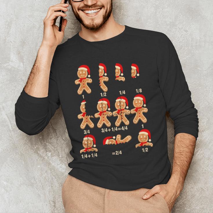 Christmas Math Teacher Equation Gingerbread With Santa Hat Men Women Men's Long Sleeve T-Shirt, novelty gifts, funny gifts