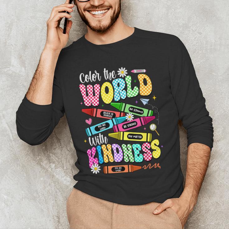 Color The World With Kindness Teacher Back To School Men's Long Sleeve T-Shirt, novelty gifts, funny gifts