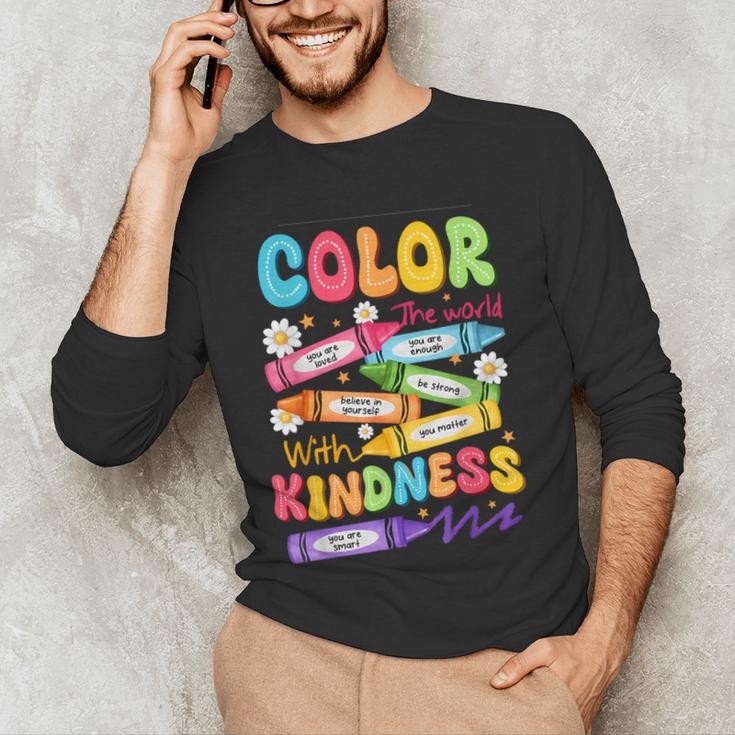 Color The World With Kindness Teachers Back To School Men's Long Sleeve T-Shirt, novelty gifts, funny gifts