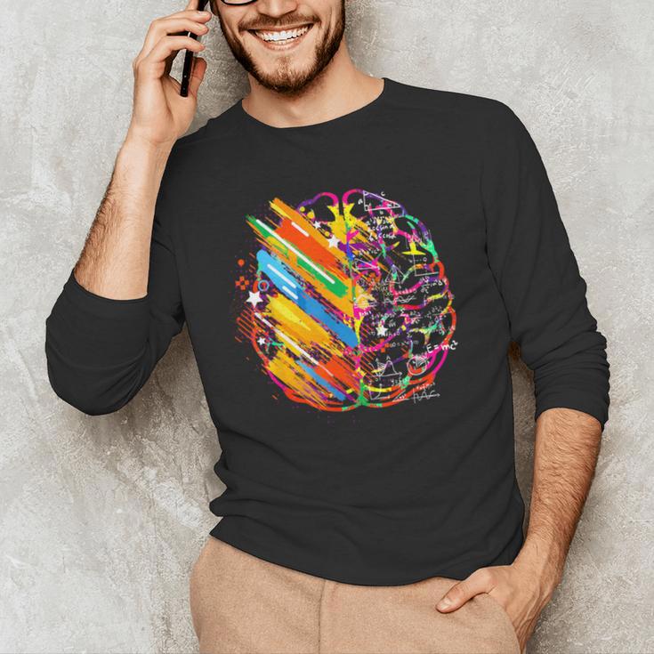 Colorful Brain Art Teacher Artist Painter Student Men's Long Sleeve T-Shirt, novelty gifts, funny gifts