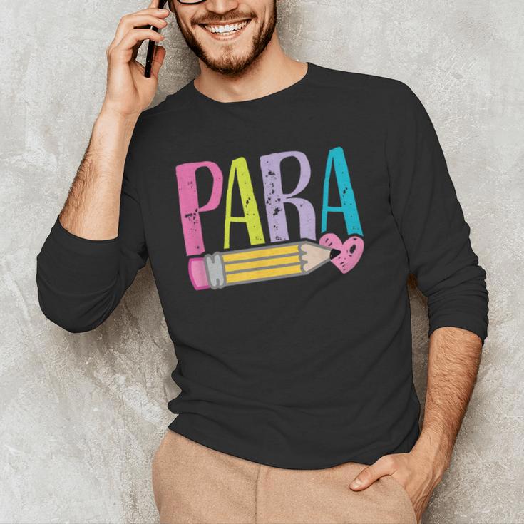 Colorful PARA Teacher Paraprofessional Cute Pencil Men's Long Sleeve T-Shirt, novelty gifts, funny gifts Colorful PARA Teacher Paraprofessional Cute Pencil Men's Long Sleeve T-Shirt, novelty gifts, funny gifts