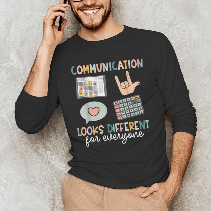 Communication Looks Different For Everyone SPED Teacher ASD Men's Long Sleeve T-Shirt, novelty gifts, funny gifts Communication Looks Different For Everyone SPED Teacher ASD Men's Long Sleeve T-Shirt, novelty gifts, funny gifts