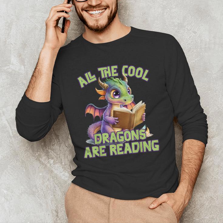 All The Cool Dragons Are Reading Dragon Teacher Men's Long Sleeve T-Shirt, novelty gifts, funny gifts All The Cool Dragons Are Reading Dragon Teacher Men's Long Sleeve T-Shirt, novelty gifts, funny gifts